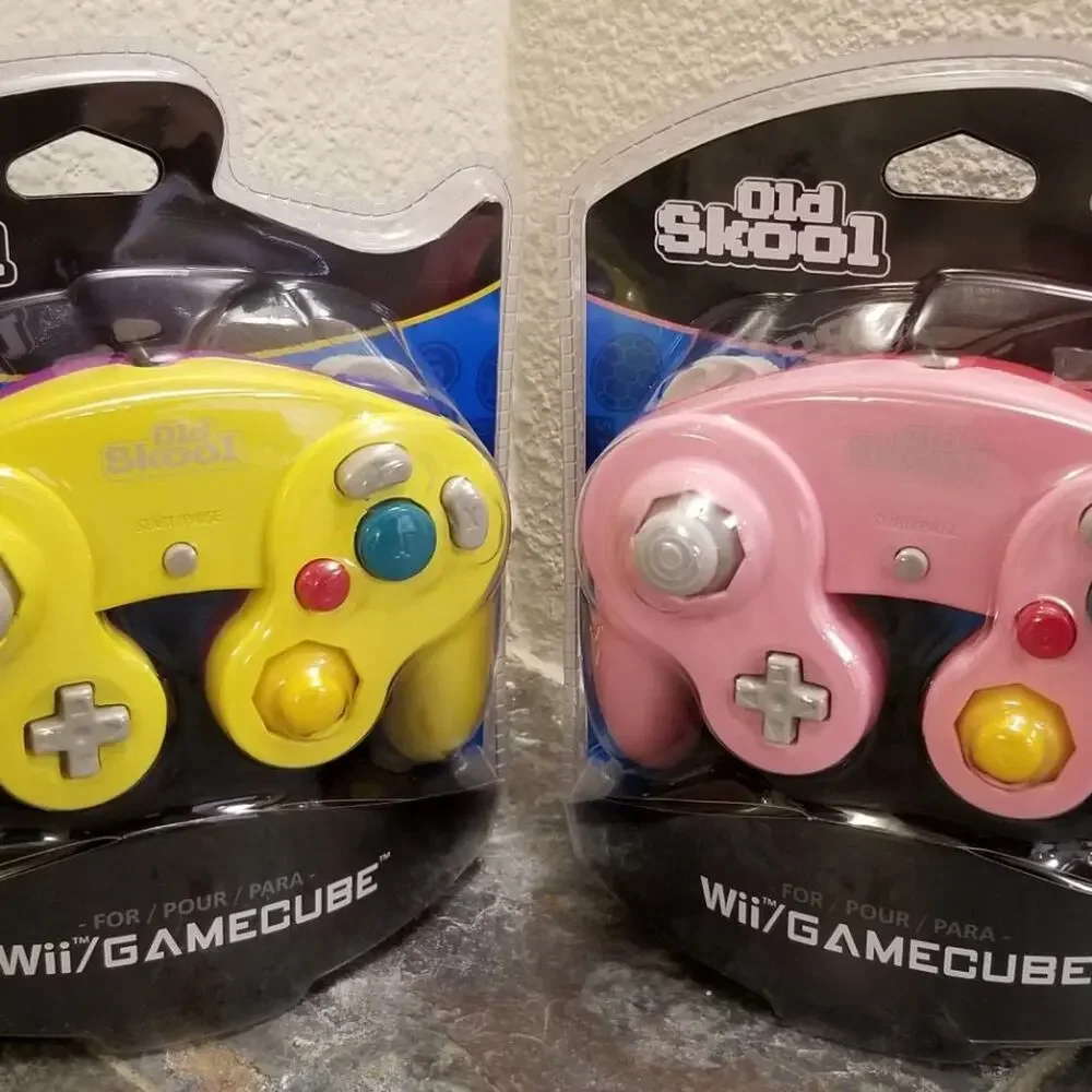 2 Gamecube Controllers - Yellow & Pink (NEW) - Nintendo - Old Skool